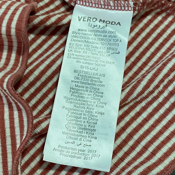Vero Moda Striped Halterneck Top, Reddish Pink, XS - Picture 6 of 6